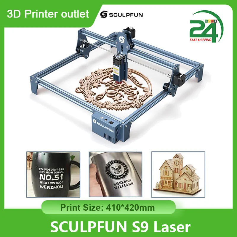 SCULPFUN S9 90W Laser Engraving Machine Ultra-thin Laser Beam Shaping  Technology Wood Acrylic Laser Engraver410x420mm