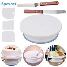 6 шт. набор для выпечки, инструменты из пищевого силикона для украшения поворотного стола, вращающаяся подставка, расческа для выпечки, глазирующая лопатка, набор ножей для теста