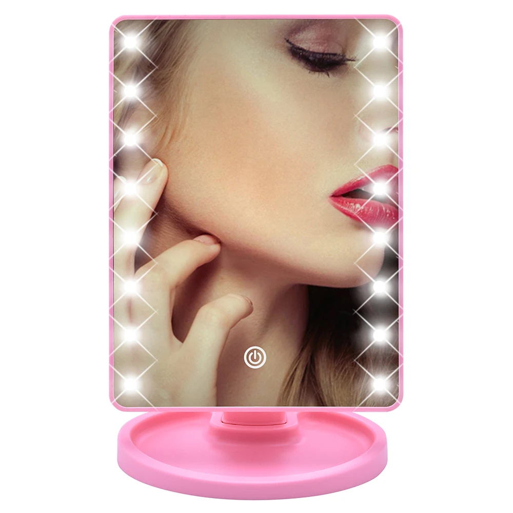 

Dimmable 16 LEDs Lighted Makeup Mirror Touch Screen Portable Professional Lamp Cosmetic Mirror Make Up for Tabletop D30