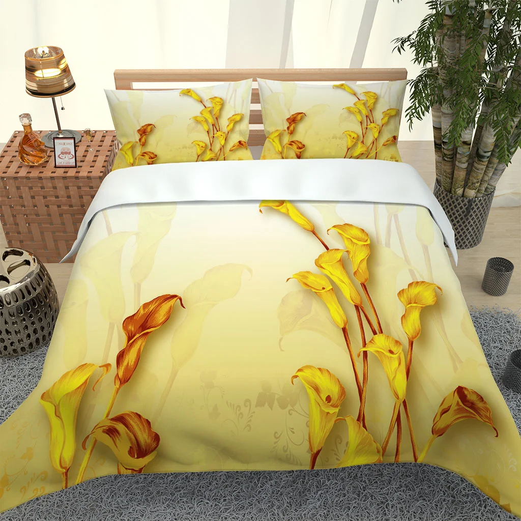 

2020 Hot Style Bedding Set 3d Digital Flowers Pattern 2/3pcs Duvet Cover Set Single Twin Double Full Queen King Bedding