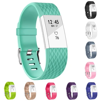 

Diamond pattern silicone strap for Fitbit Charge 2 band replacement bracelet straps smartwatch Fit bit Charge2 wrist accessories