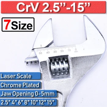 

Universal Spanner Mini Large 2.5" 4" 6" 8" 10" 12" 15" Adjustable Spanner Wrench Repair Spanner Chrome Plated Drop Forged D30