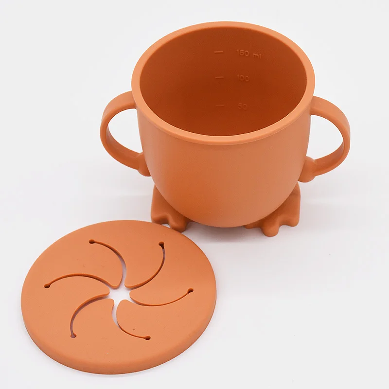 Baby Feeding Cups Silicone Sippy Snack Cup Leakproof Handle Training Cup Toddlers Kids Silicone Sippy Lids Solid drinking cup water cup silicone cups feeding cup