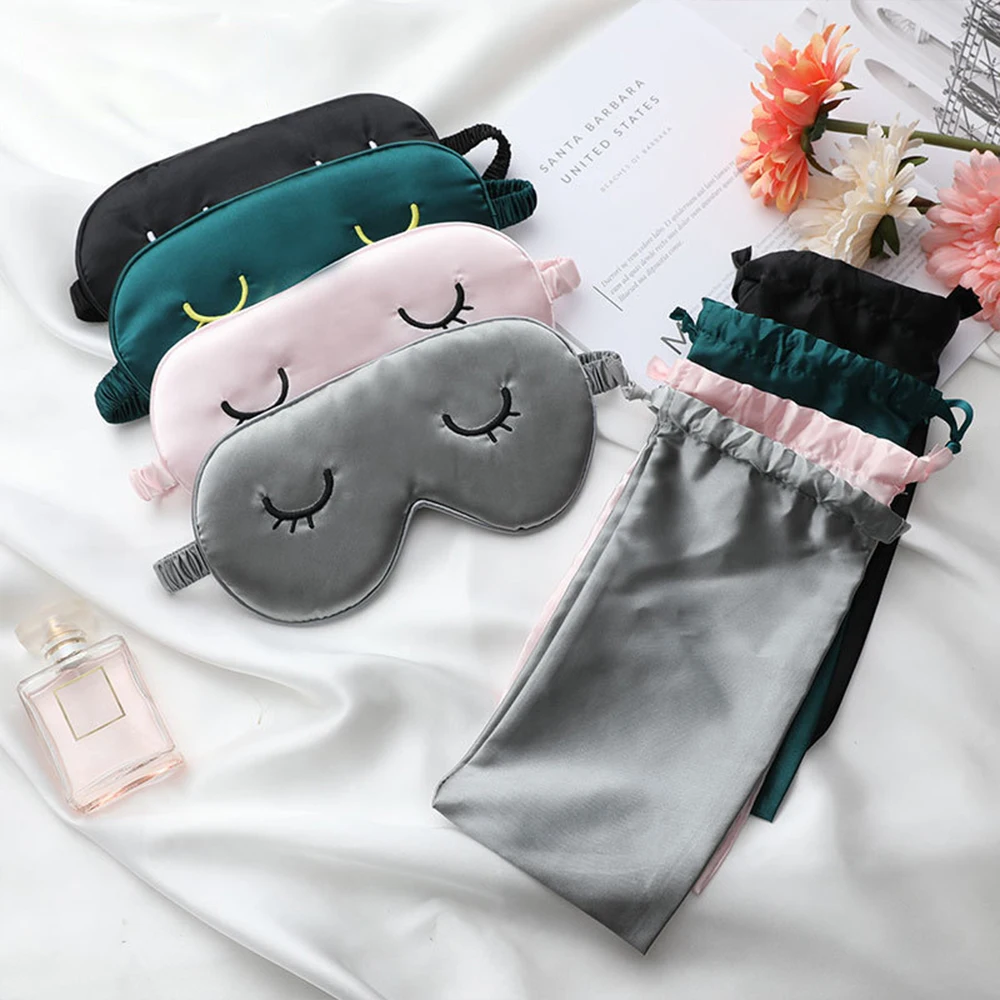 【Happier】 Silk Sleeping Dream Eye Mask Sort Band For Girl Boy Imitation Silk Cute Eye Night Cover Bandage Travel Health Smooth Eyeshade. 
