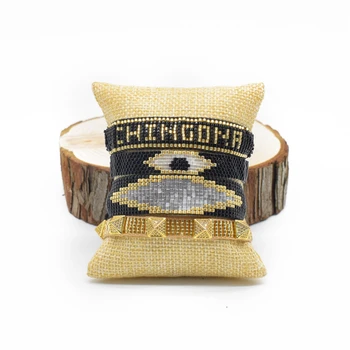 

SHINUSBOHO MIYUKI Bracelet Women Letter Charm Pulseras Mujer Moda Armband Gift Jewelry Evil Eye Bracelets Handmade DIY