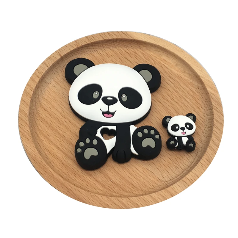 2 шт Детские Силиконовые Прорезыватели BPA бесплатно детские игрушки для прорезывания зубов милый панда детский Прорезыватель Мини Силиконовые Бусины DIY жевательное ожерелье - Цвет: Серый