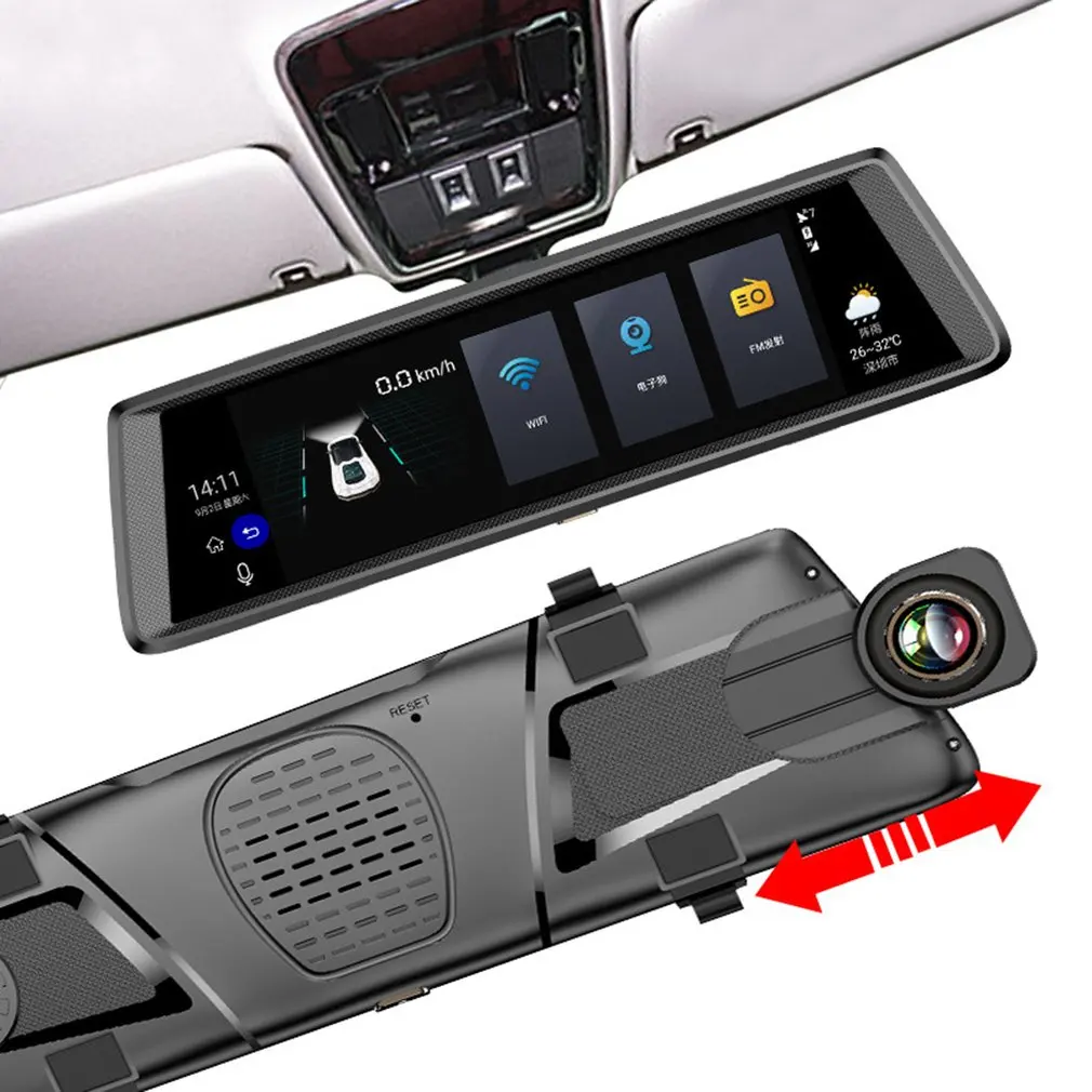 Ips сенсорный экран 1080P Автомобильный видеорегистратор Двойной объектив Dashcam монитор парковки зеркало заднего вида камера регистрация