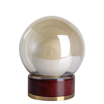

Modern Minimalist Wood Glass Ball Bed Side Table Lamp for Night Bedroom Living Room Dining Room Loft Decor