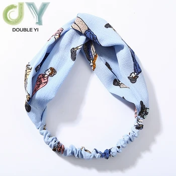 

Fashion fabric Blue pattern stripes pattern cross knot bow chiffon floral hair accessories Free shipping