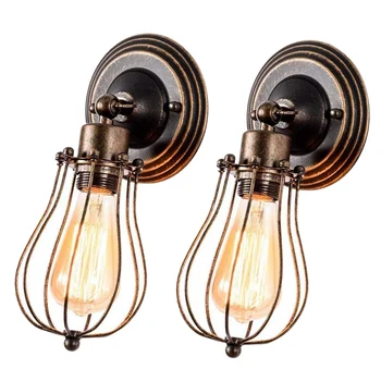 

Wall Sconce Cage Lamp Pendant Vintage Champagne House Light Coffee Loft Kitchen Living Room and Bed Room (Does Not Contain Light