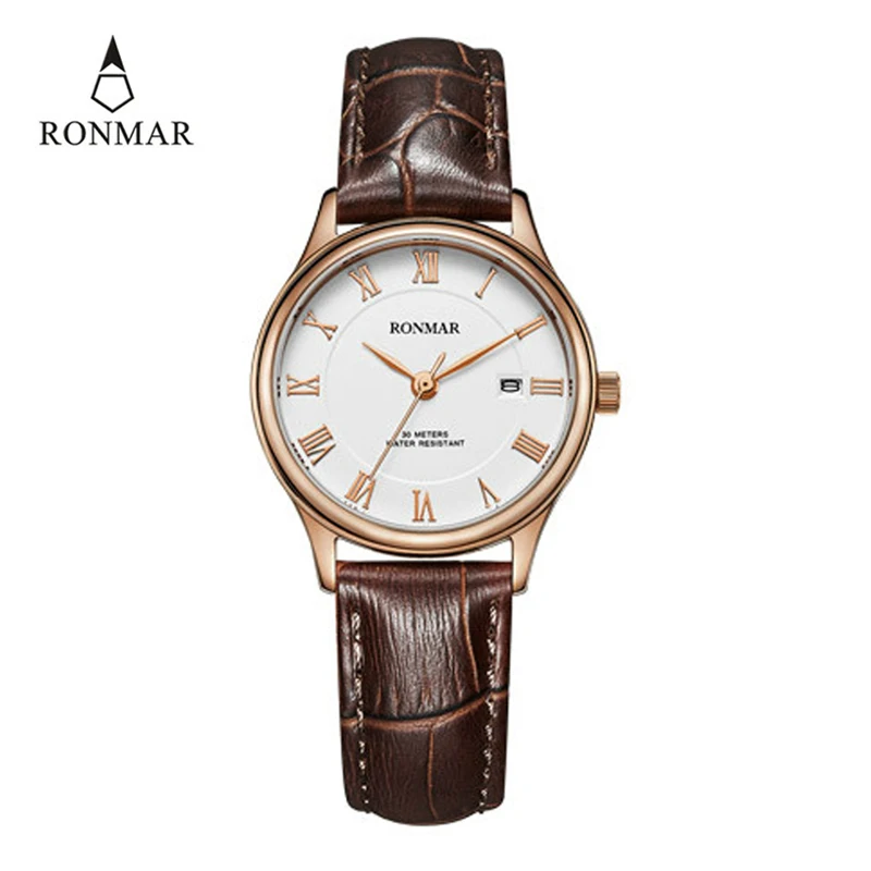 

Casual Women Watches RONMAR Brand Luxury Ladies Watch Leather Strap Wristwatch Fashion Dress Female Clock Relojes Para Mujer
