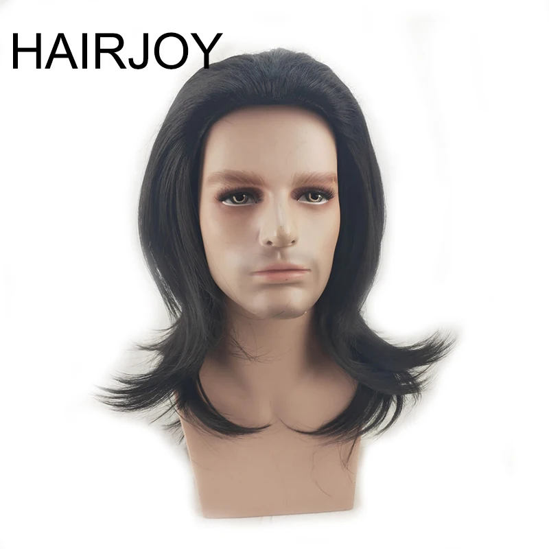 

HAIRJOY Synthetic Hair Men Cosplay Wig Medium Length Wavy Black Blonde 2 Colors Available