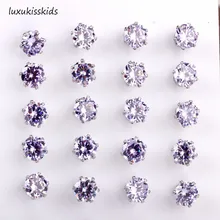 LUXUKISSKIDS 10 пар/лот светильник голубой кубический циркон маленькие серьги гвоздики 3 мм до 10 мм хирургическая нержавеющая сталь круглые серьги