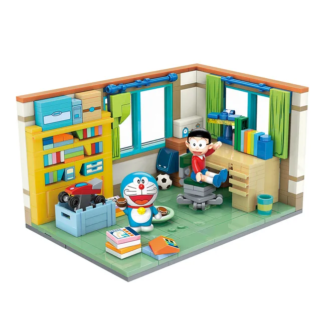 2021 new classic anime Doraemon restoration cement pipe open space scene model building block toy building block girl boy toy No box