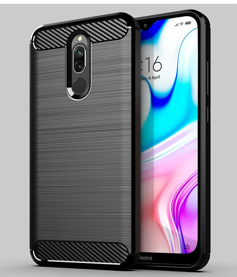 Для Xiaomi Redmi 8 чехол из матового углеродного волокна Мягкий ТПУ Силиконовый