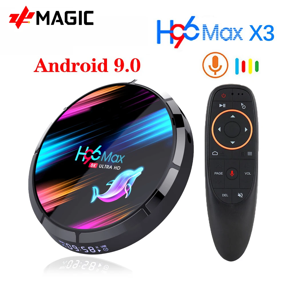ТВ - приставка H96MAX X3 Android 9 0 64 ГБ 32 Amlogic S905X3 8K Google 2 4G/5G Wifi BT 4 Голосовое управление 128 H96