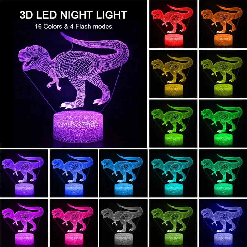 3D Динозавр ночные светильники Крылатый Дракон 16 цветов светодиодный ночник животное Птерозавр Удаленная настольная лампа детский подарок на день рождения Домашний декор