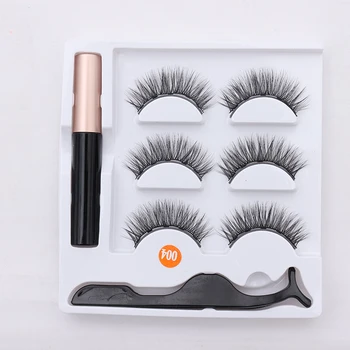 

3 Pairs 5 Magnet Eyelash Magnetic Liquid Eyeliner Tweezer Set Waterproof Long Lasting Eyelashes Extension