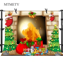 MTMETY Рождественский фон для фотосъемки Рождественская елка подарок огонь для детской вечеринки украшение портретный фон фотостудия