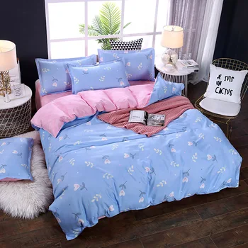 

Thumbedding Heart Shaped Flower Bedding Set King Size Romantic Fresh Blue Duvet Cover Elegant Queen Full Twin Single Bed Set