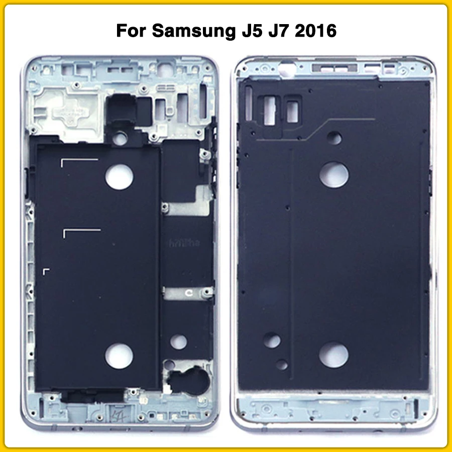 

Rear J510 J710 LCD Front Frame For Samsung J5 J7 2016 Front Outer Middle Bezel Plate Housing With Power Side Button