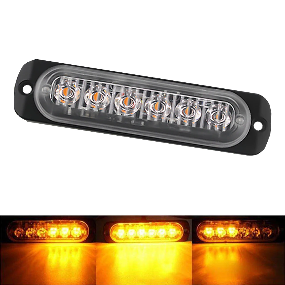 1x Strobe Warning Light Amber LED Side Flashing Beacon Emergency Hazard Marker Grille Lamp Bar Tow Truck Trailer Pickup 24V Car