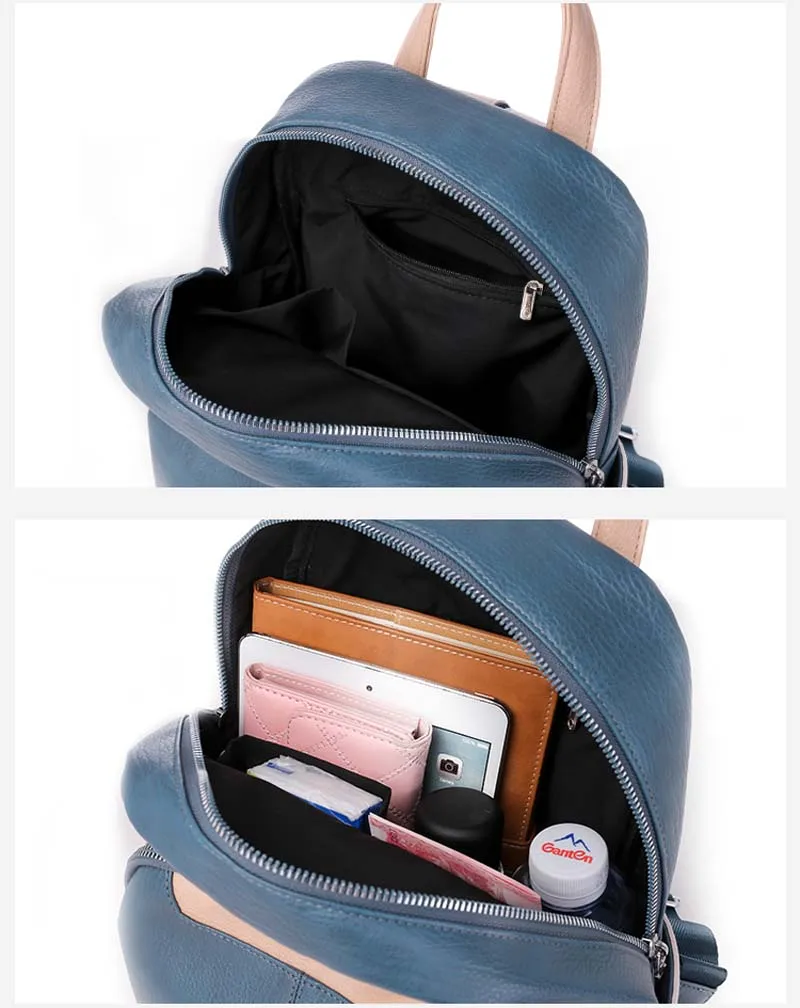 Стеганый рюкзак новинка из искусственной кожи для молодых девушек колледж школы Стиль модный рюкзак для путешествий с подвесками синий основной Стиль