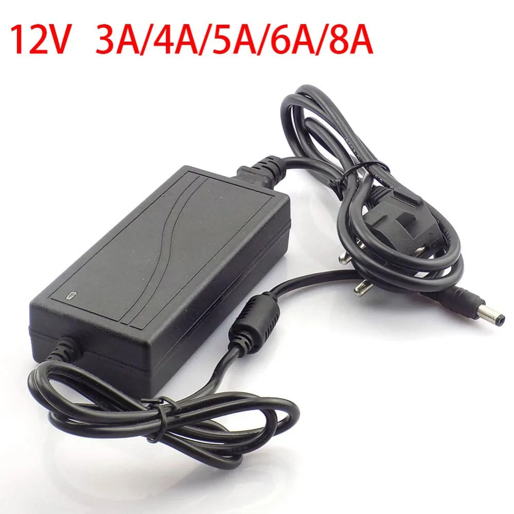 Светодиодный адаптер питания зарядное устройство AC DC 240V 12V 3A 4A 5A 6A 8A US EU Plug 5,5mm x 2,5mm драйвер адаптер для светодиодной ленты Лампа