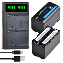 2pc x 5200mAH NP-F750 NP-F770 Li-ion Batterie D'appareil Photo avec INDICATEUR LED + LED USB CHARGEUR Pour Sony NP F970 F960 F550 F570 QM91D