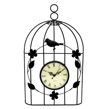 

1Pc Iron Art Birdcage Wall Clock Digital Hanging Clock Creative Art Decor Without Battery For Home Office Living Room(Black L)