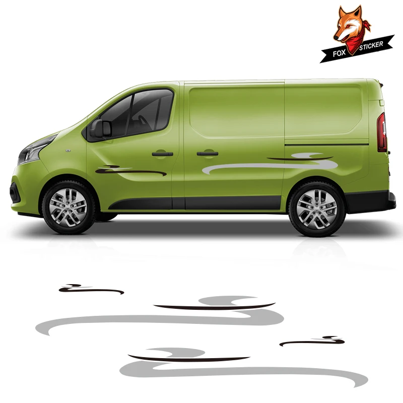 2 стороны виниловые графические наклейки для дома на колесах в полоску Camper Van для Ford Toyota Chevrolet Isuzu Citroen Berlingo
