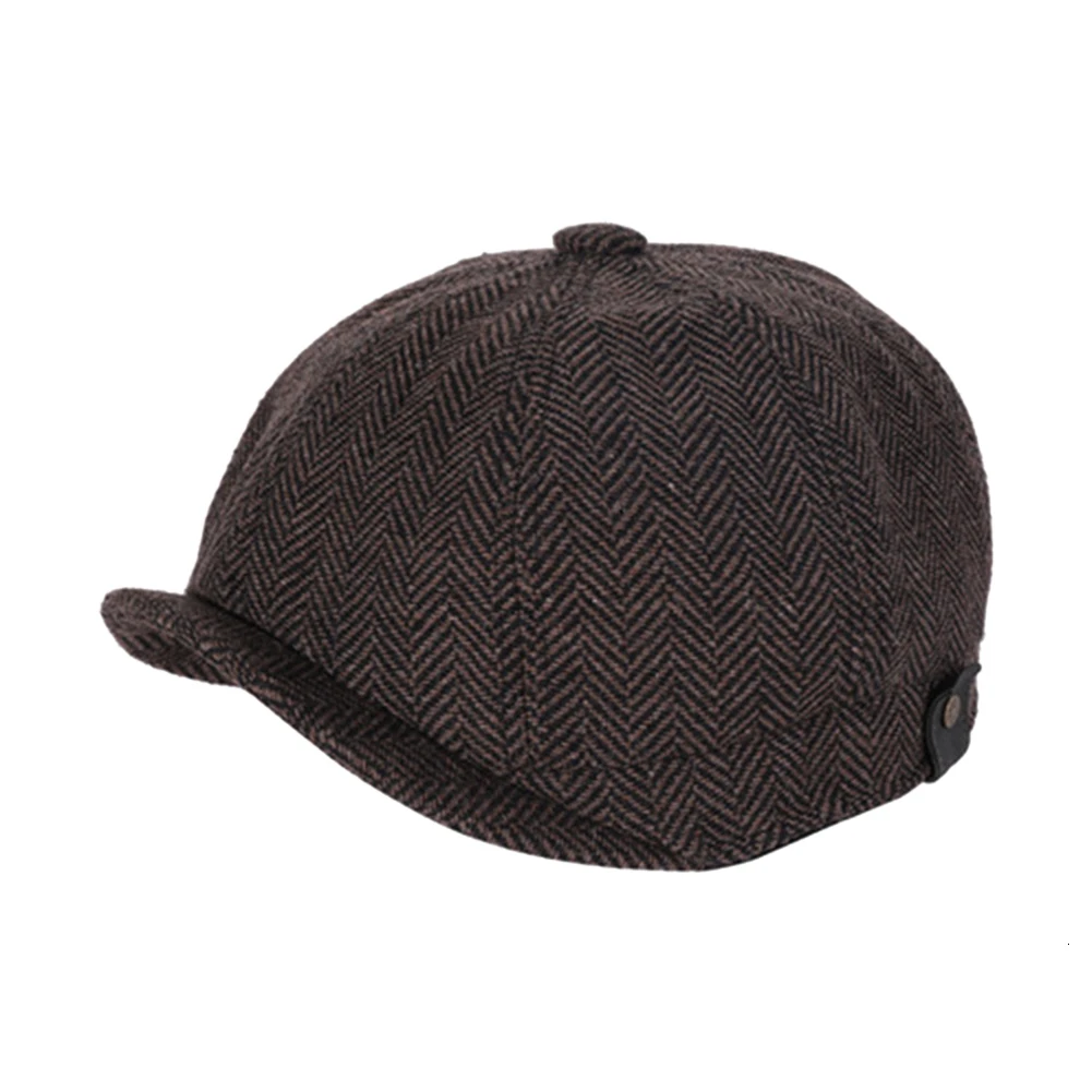 Retro Newsboy Caps Men Octagonal Autumn Winter Hat Black British Painters Hats Beret Herringbone Flat Cap
