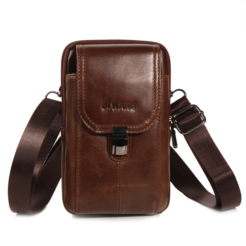 Высококачественная Мужская сумка из натуральной кожи, сумка на ремне, дизайнерская сумка на плечо для 6 дюймов, сумка для сотового телефона, модная поясная сумка - Цвет: Style 5