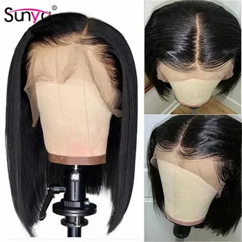

Malaysian Straight Short Bob Wigs 13x4 Lace Front Human Hair Wigs With Baby Hair Pre Plucked Remy perruque cheveux humain