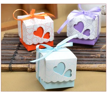 

1000pcs Love heart Candy Box Bridal Wedding casamento party cake Box Creative Sweets Candy Boxes