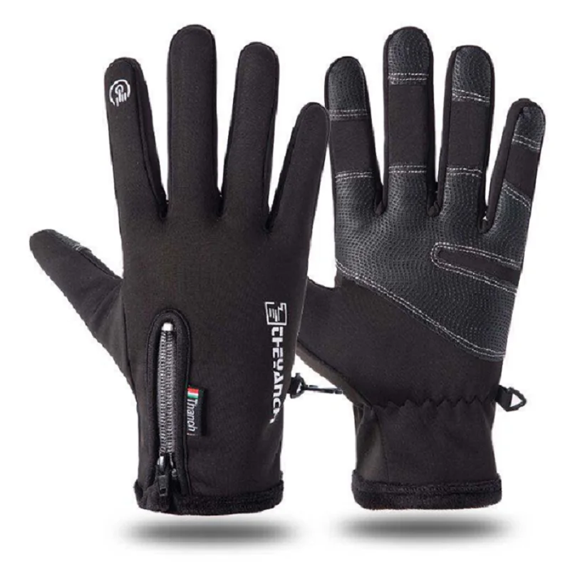 

Motorcycle Gloves Outdoor Sports Windproof Waterproof Warm Gloves Ski GlovesTouch Screen Zipper Riding Full Finger Gloves