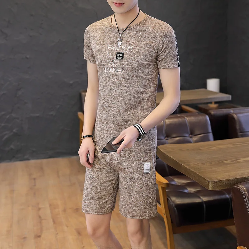 

Summer Set Men's Fashion Casual Printed Short Sleeve Shorts Viscose Set Tz03