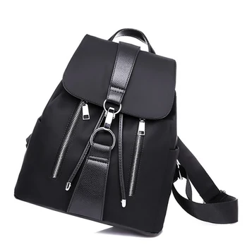 

Women Backpack School Bags For Teenager Girls Nylon Zipper Lock Design Black Femme Mochila Female Backpack Fashion Sac