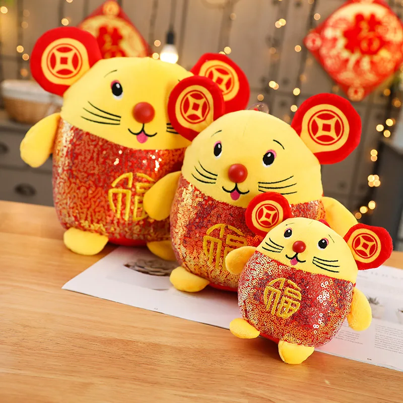 

8cm/10cm pp cotton Year of the Rat Mascot Plush Toys Little Mouse Doll Tang Pack Fuck Rats Zodiac Rat New Year Annual Gifts