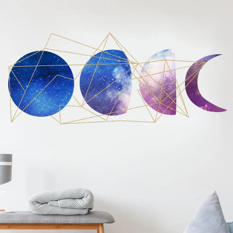 Новая фантазия Звездная Луна фаза карта креативный стикер на стену гостиная