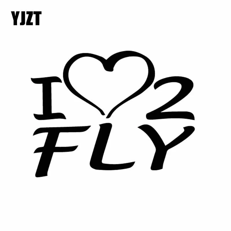 YJZT 15.2CM*11.8CM Creative Words I Love Flying Vinyl Decal Lovely Car Sticker Beautiful Black/Silver C27-1096 | Автомобили и