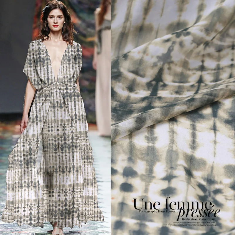 Распродажа 114 см шириной шелк Бренд жоржет ткань для женщин платье шарф цифровая печать ткань для Diy шитье