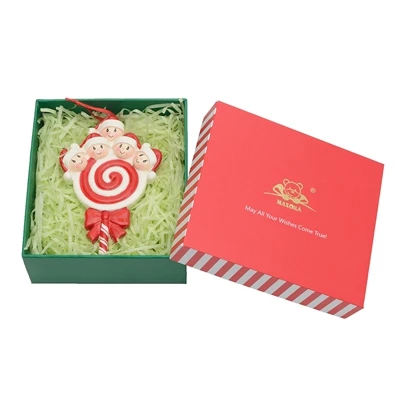 Family of 5-gift box Леденец семья из 5 смолы висят рождественские украшения с глянцевым детское лицо как ремесло сувенир для персонализированных подарков или домашнего декора - Цвет: Family of 5-gift box