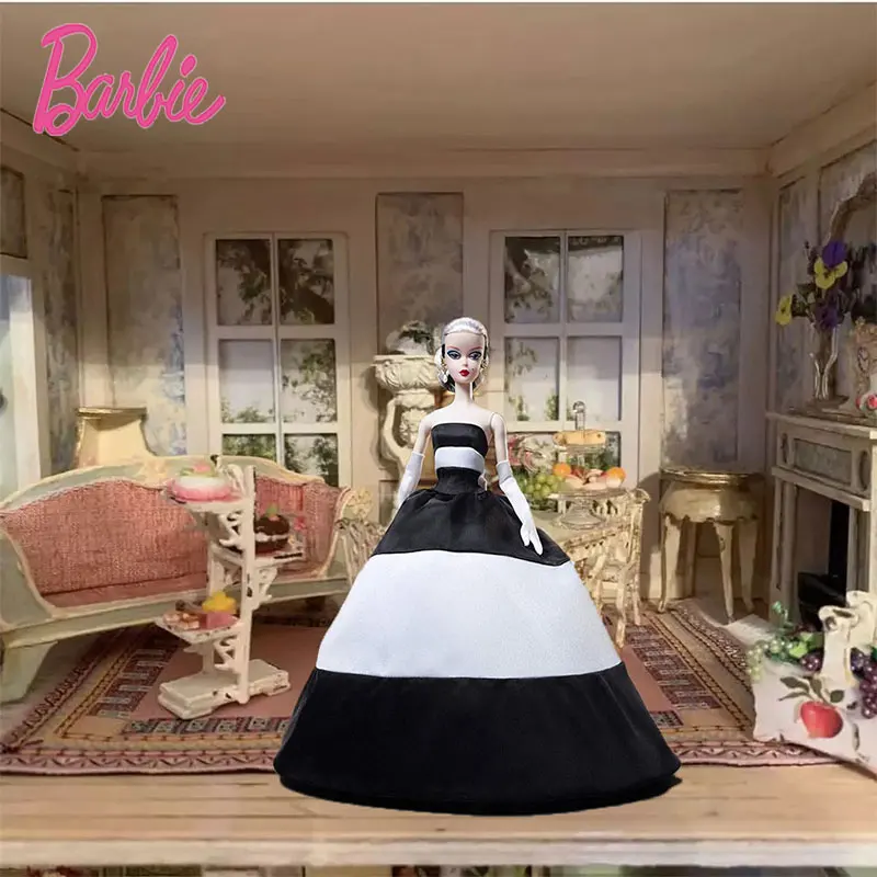 Mattel Барби 60th anniversary Limited Silkstone черно-белое Роскошное винтажное платье Игрушки для девочек FXF25