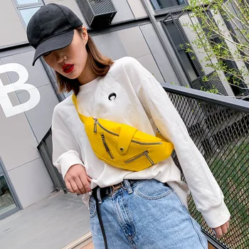 

Women Waist Bag Fanny Pack PU Leather Belt Sports Multi-function Pockets Design Casual Messenger Shoulder Bags Waist Packs