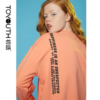 

Toyouth 2020 Spring Women Shirts Letter Printed Long Sleeve Shirts Casual Turn-Down Loose Round Neck Collar Shirt