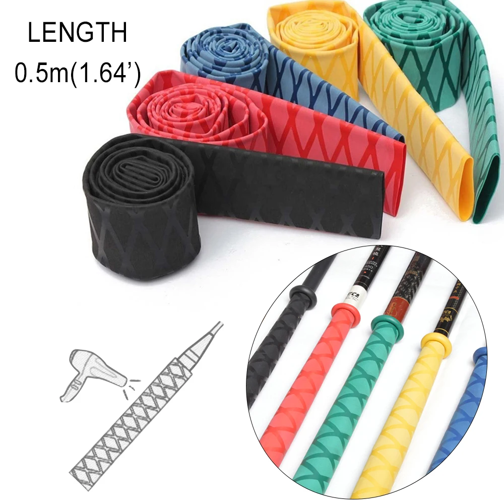 Non-slip Heat Shrink Wrap Tubing Fishing Rod DIY 5 colors 1M Handle  Insulation Waterproof Racket Handle Grip