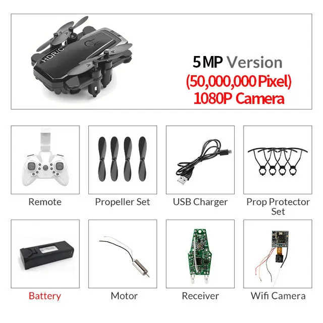 Складной мини-Дрон с Радиоуправляемый квадрокоптер с камерой HD четырехъядерный с высокой фиксацией RC вертолет с безголовым режимом детские игрушки - Цвет: Black500WCamera