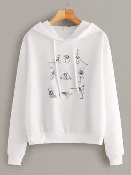 

Women Hoodies Sweatshirt Autumn Winter Fashion Long Sleeve Casual Loose Halloween Skeleton trend print Comfortable Pullover