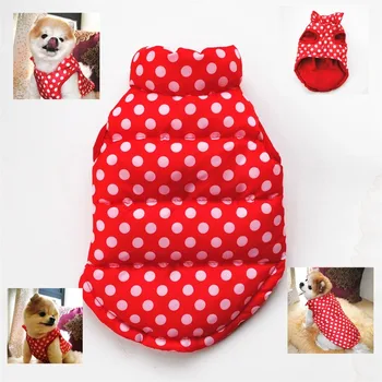

Cartoon Dog Clothes Dot Clothing for Dogs Small Pet Outfits Cute Autumn Winter Padded Jacket Red Upset Warm Ropa Para Perro